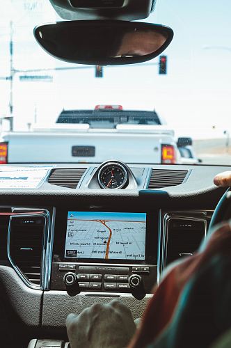black GPS navigator turned on